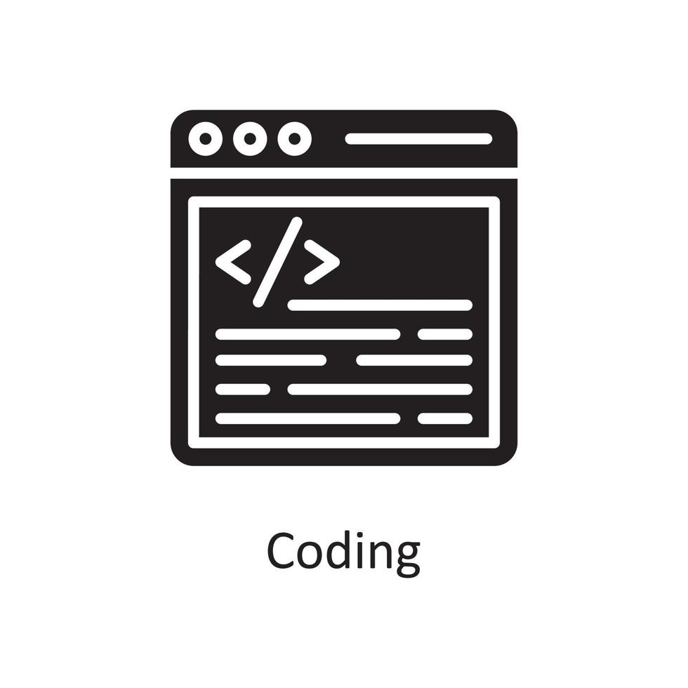 ilustración de diseño de icono sólido de vector de codificación. símbolo de diseño y desarrollo en el archivo eps 10 de fondo blanco