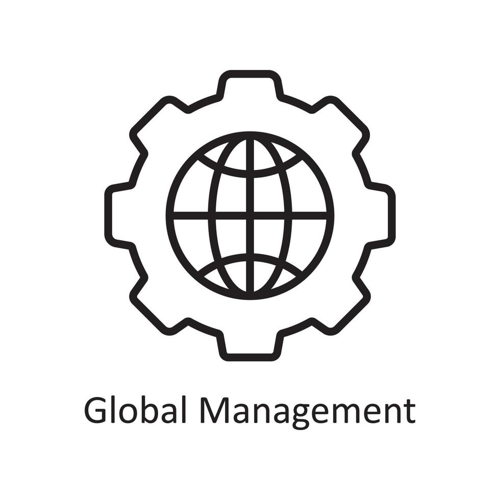 Global Management Vector Outline Icon Design illustration. Business And Data Management Symbol on White background EPS 10 File