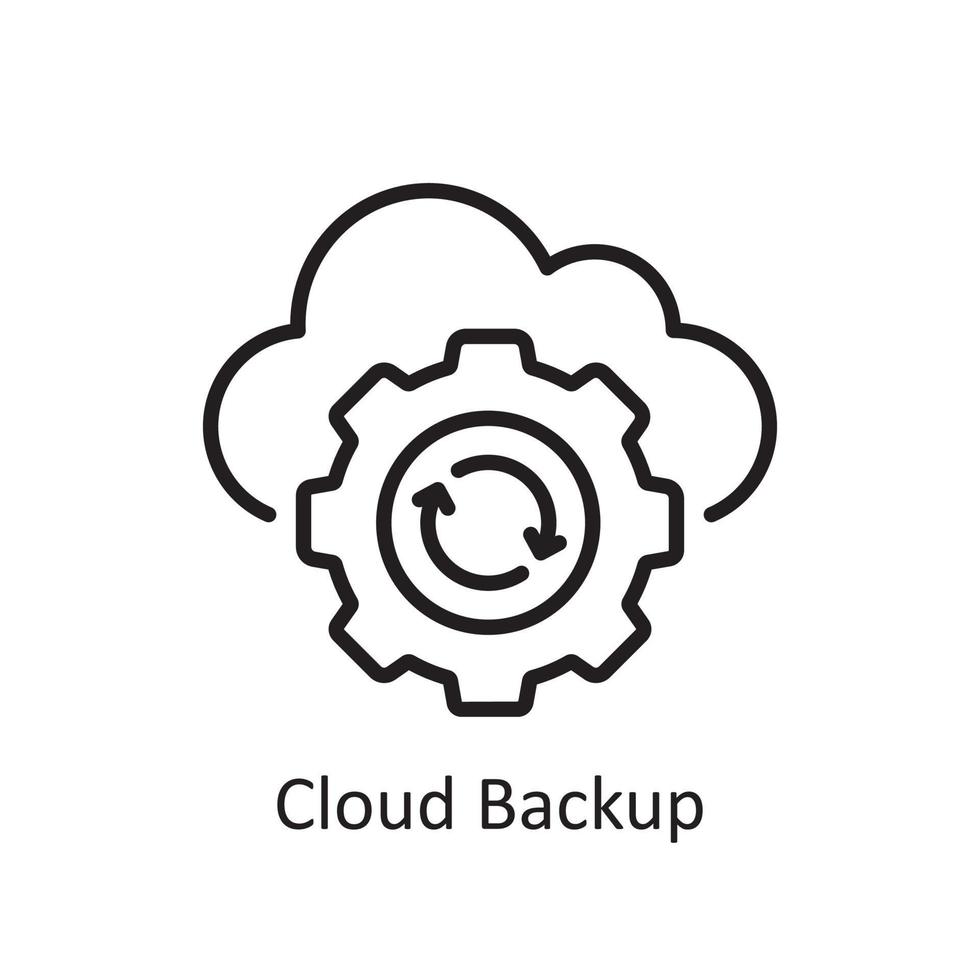 Cloud Backup Vector Outline Icon Design illustration. Business And Data Management Symbol on White background EPS 10 File