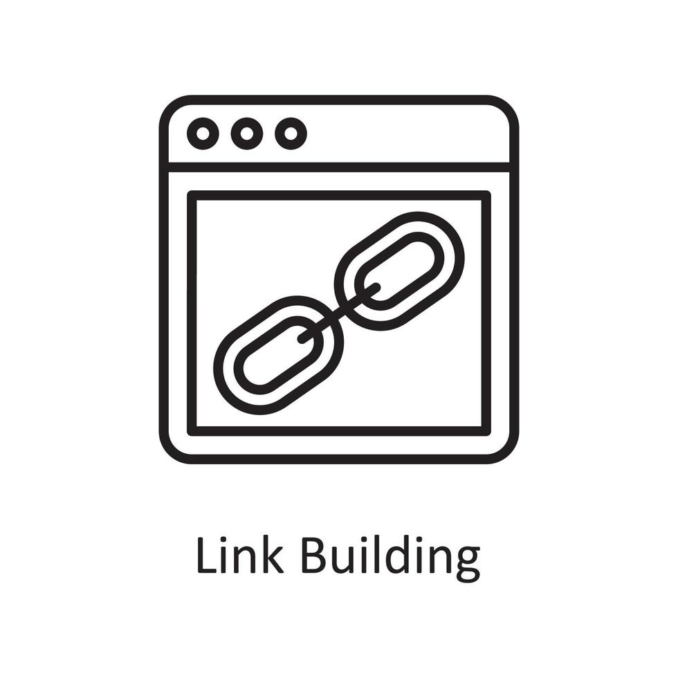 ilustración de diseño de icono de esquema de vector de construcción de enlace. símbolo de diseño y desarrollo en el archivo eps 10 de fondo blanco