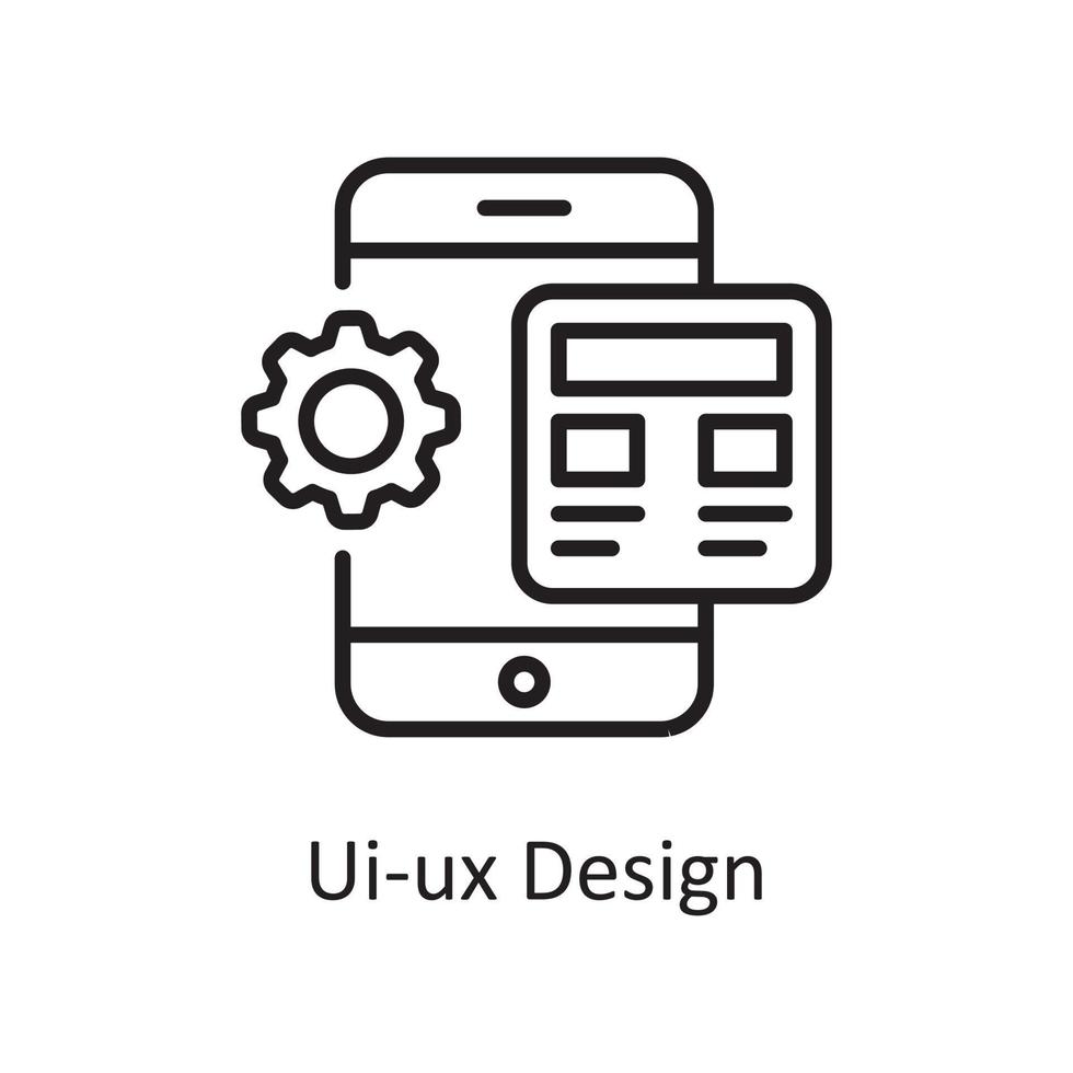 Ilustración de diseño de icono de esquema de vector de diseño de interfaz de usuario. símbolo de diseño y desarrollo en el archivo eps 10 de fondo blanco