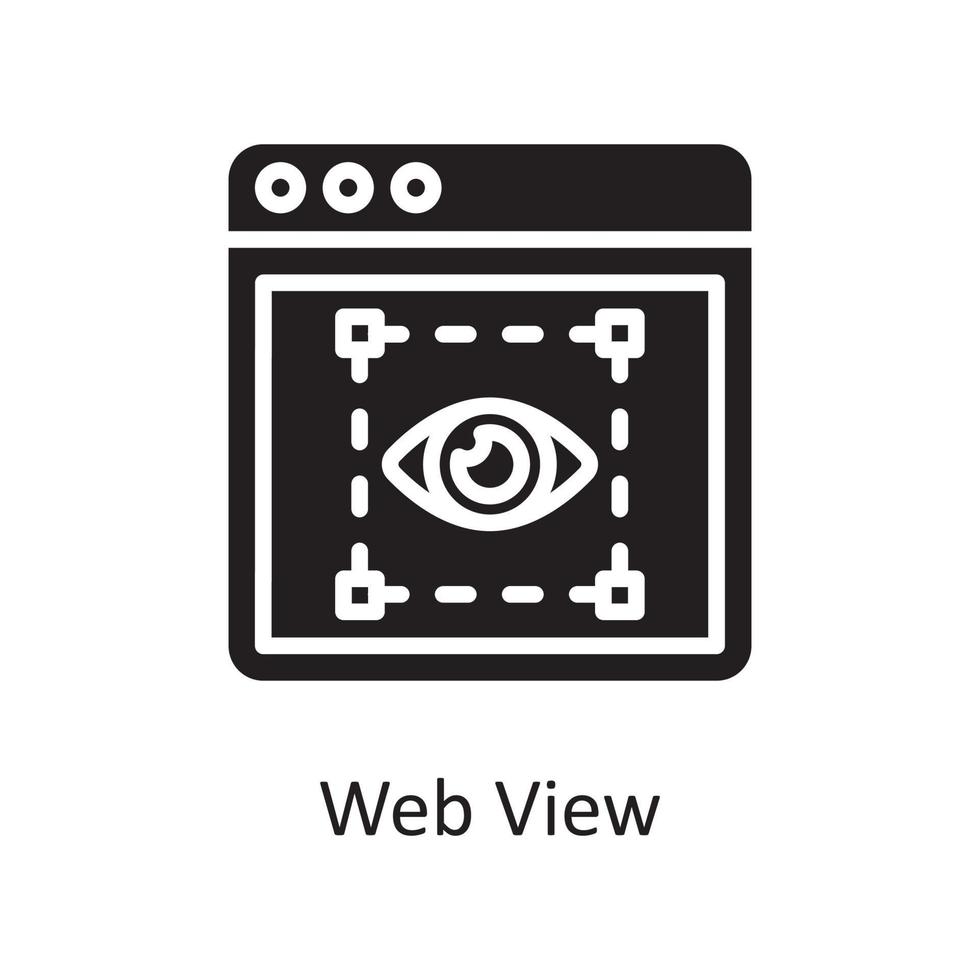 ilustración de diseño de icono sólido de vector de vista web. símbolo de diseño y desarrollo en el archivo eps 10 de fondo blanco