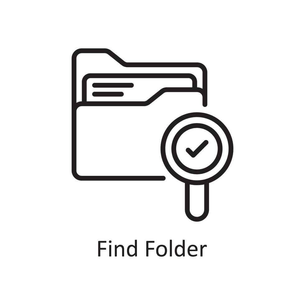 Find Folder Vector Outline Icon Design illustration. Business And Data Management Symbol on White background EPS 10 File