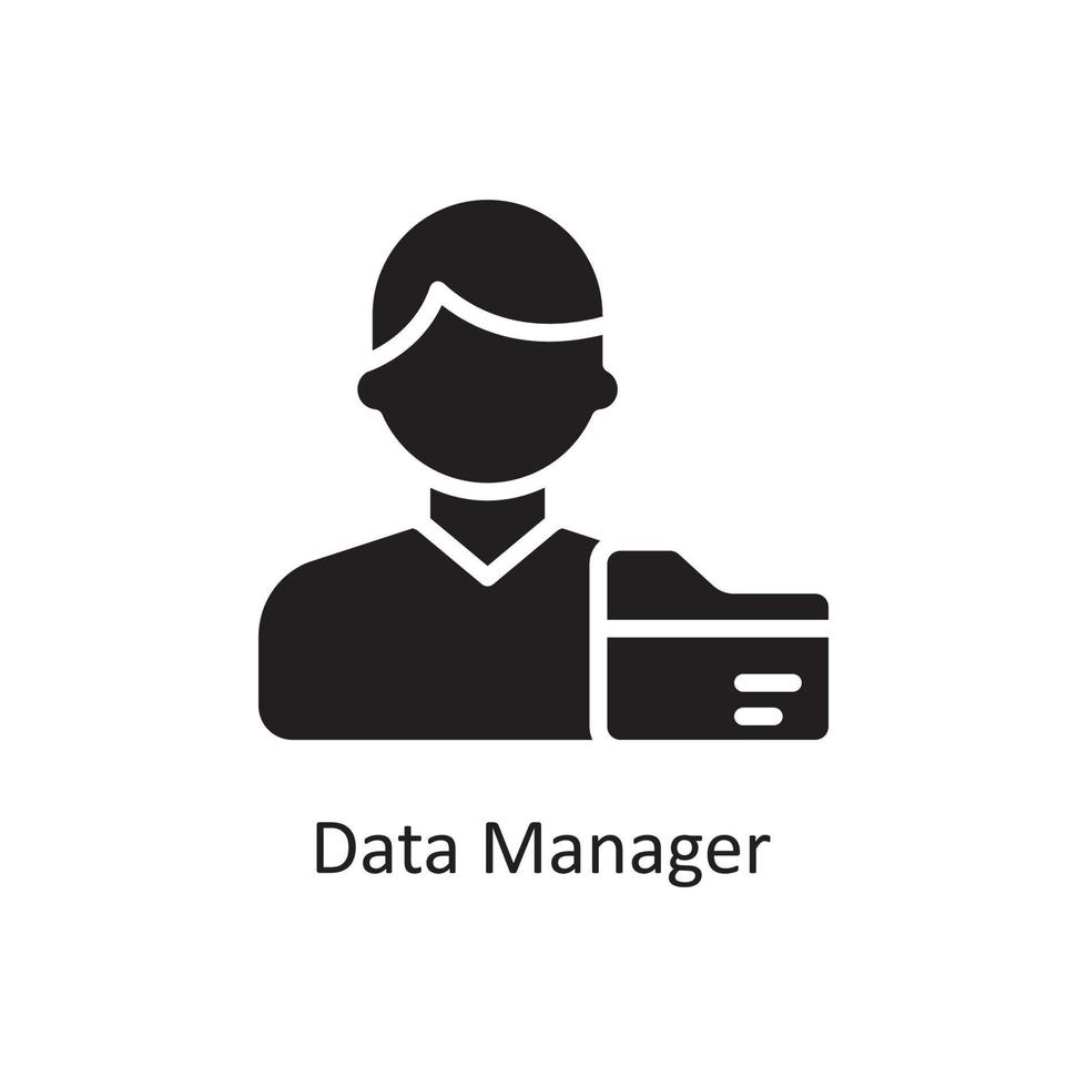 ilustración de diseño de icono sólido de vector de administrador de datos. símbolo de gestión de datos y negocios en el archivo eps 10 de fondo blanco