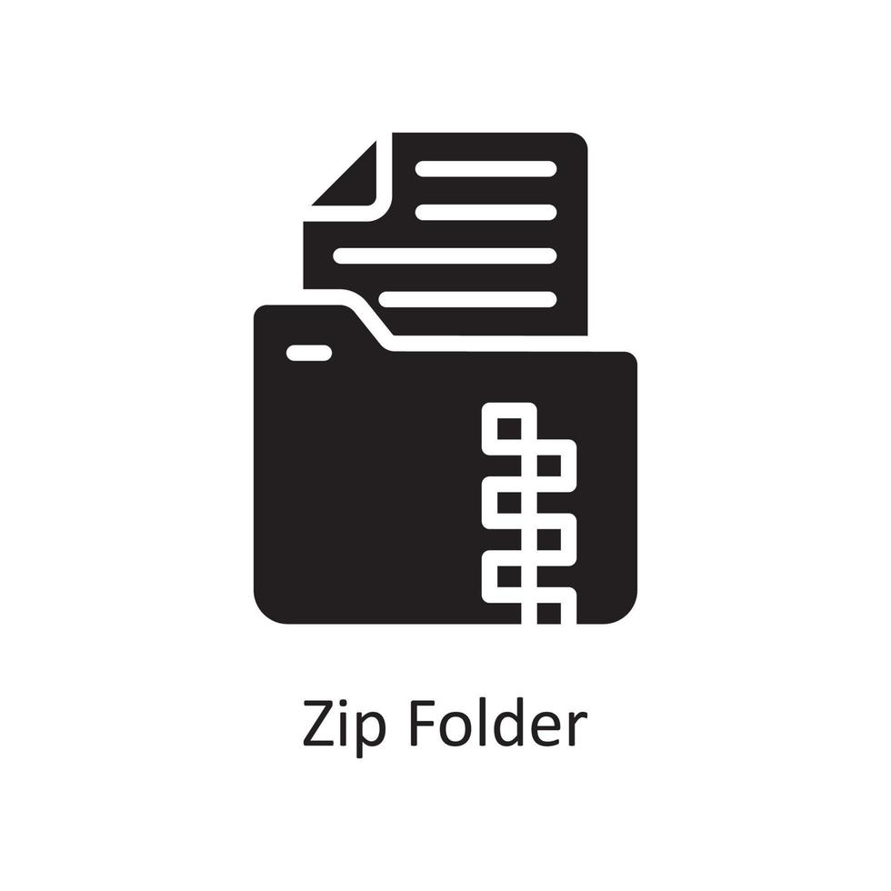 Ilustración de diseño de icono sólido de vector de carpeta zip. símbolo de gestión de datos y negocios en el archivo eps 10 de fondo blanco