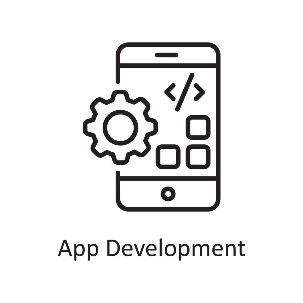 App Development Vector Outline Icon Design illustration. Design and Development Symbol on White background EPS 10 File