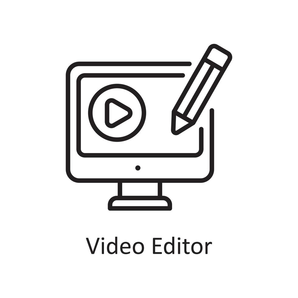 ilustración de diseño de icono de contorno de vector de editor de vídeo. símbolo de diseño y desarrollo en el archivo eps 10 de fondo blanco