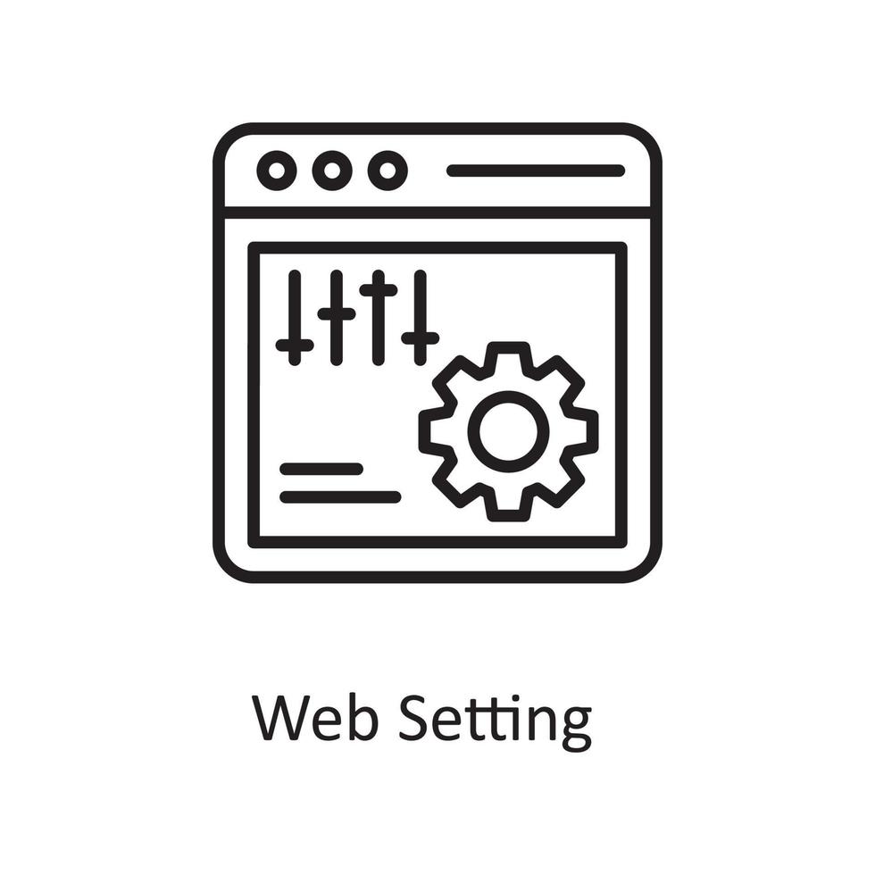ilustración de diseño de icono de contorno de vector de configuración web. símbolo de diseño y desarrollo en el archivo eps 10 de fondo blanco