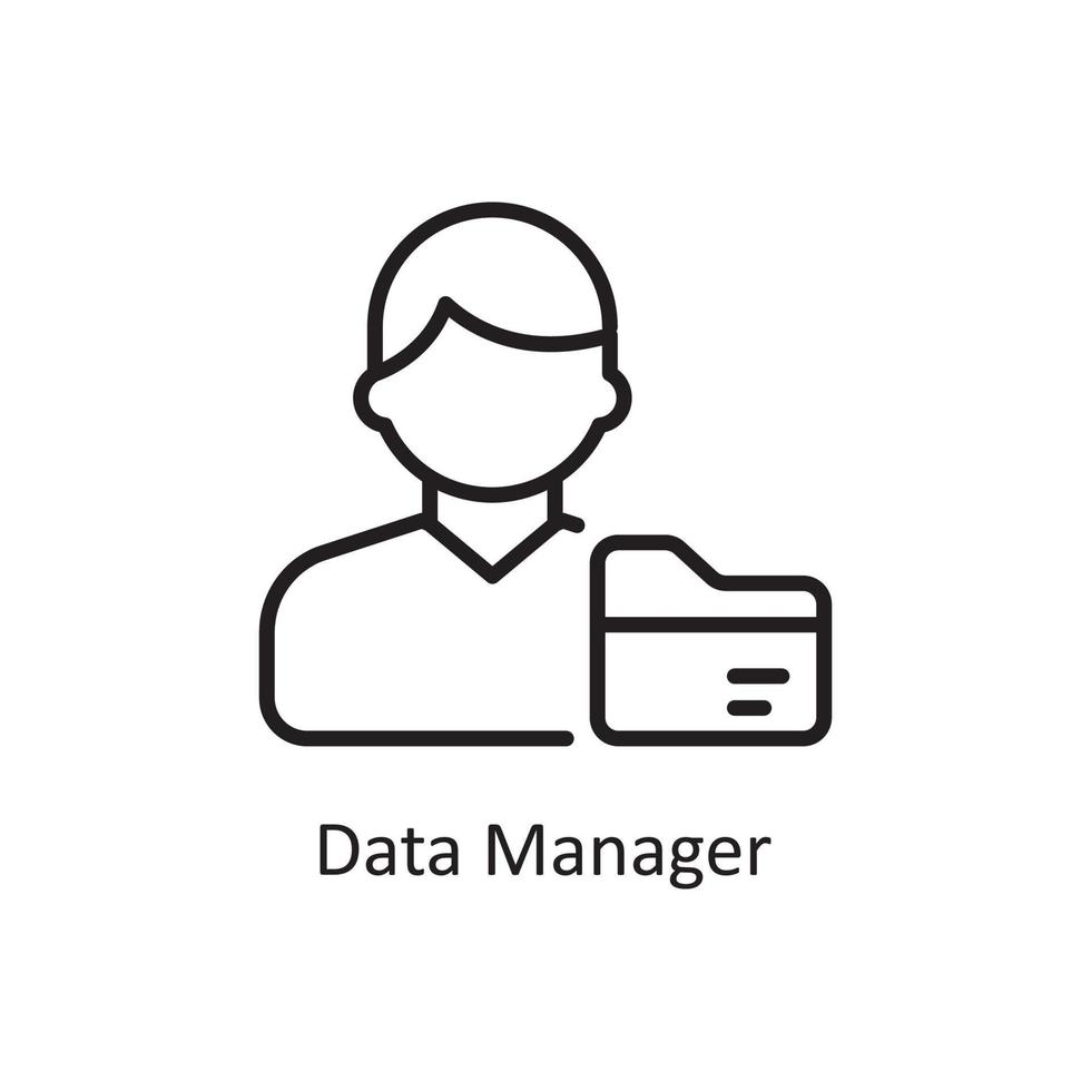 ilustración de diseño de icono de contorno de vector de administrador de datos. símbolo de gestión de datos y negocios en el archivo eps 10 de fondo blanco