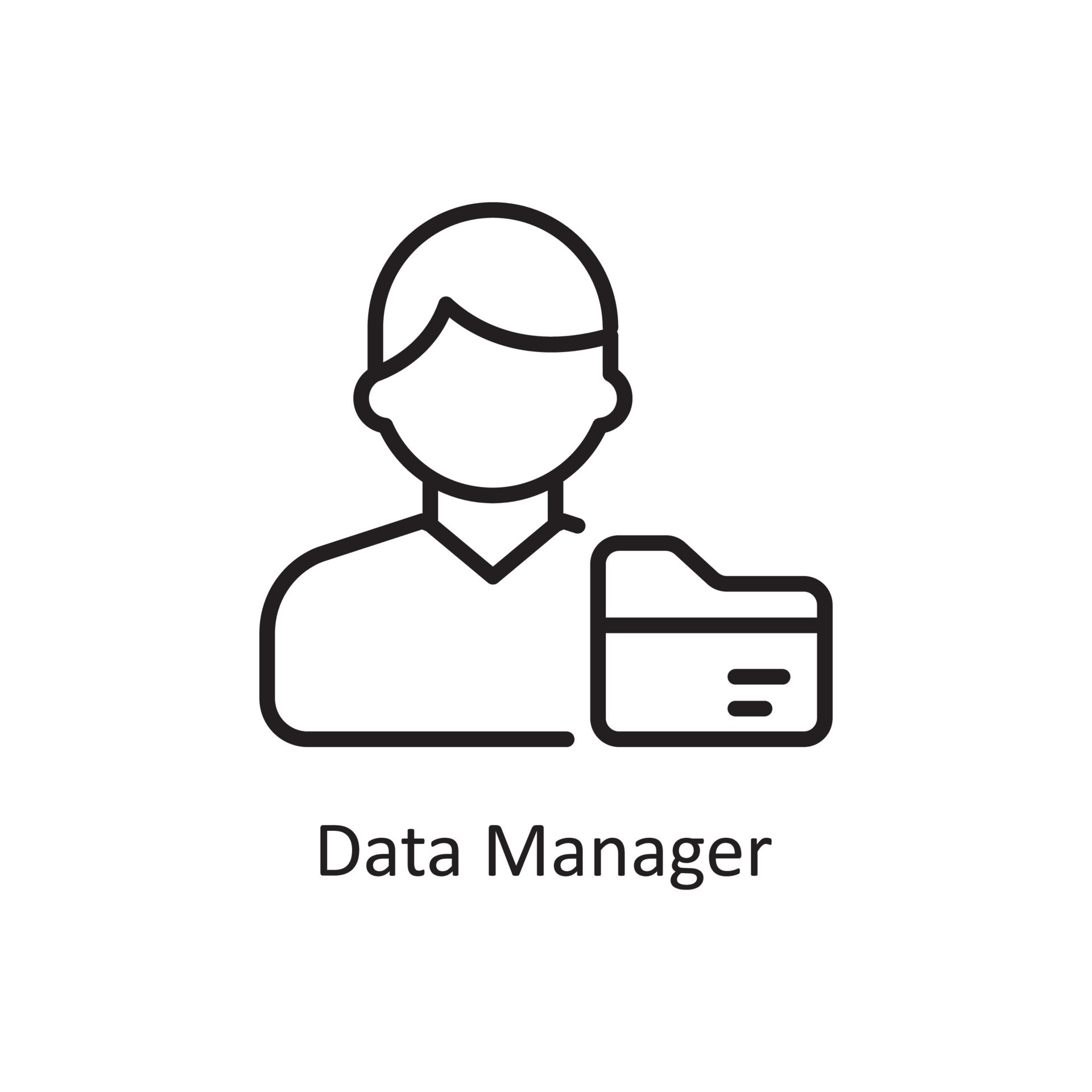 Data Manager Vector Outline Icon Design illustration. Business And Data ...