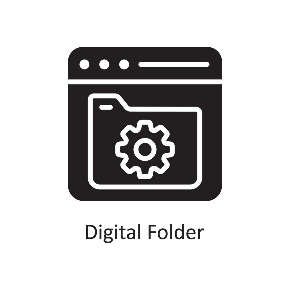 ilustración de diseño de icono sólido de vector de carpeta digital. símbolo de gestión de datos y negocios en el archivo eps 10 de fondo blanco