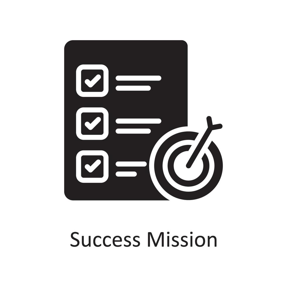 ilustración de diseño de icono sólido de vector de misión de éxito. símbolo de gestión de datos y negocios en el archivo eps 10 de fondo blanco
