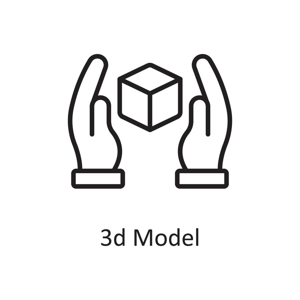 Ilustración de diseño de icono de esquema de vector de modelo 3d. símbolo de diseño y desarrollo en el archivo eps 10 de fondo blanco