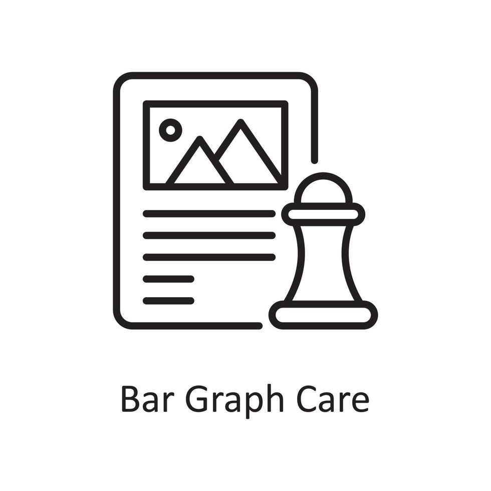Bar Graph Care  Vector Outline Icon Design illustration. Design and Development Symbol on White background EPS 10 File