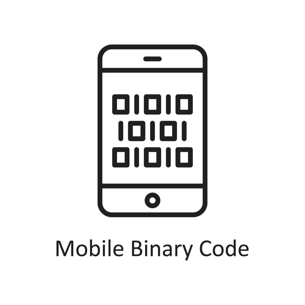 Mobile Binary Code Vector Outline Icon Design illustration. Business And Data Management Symbol on White background EPS 10 File