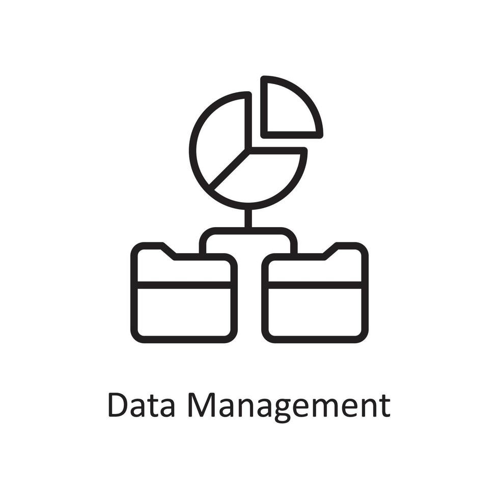 ilustración de diseño de icono de esquema de vector de gestión de datos. símbolo de gestión de datos y negocios en el archivo eps 10 de fondo blanco