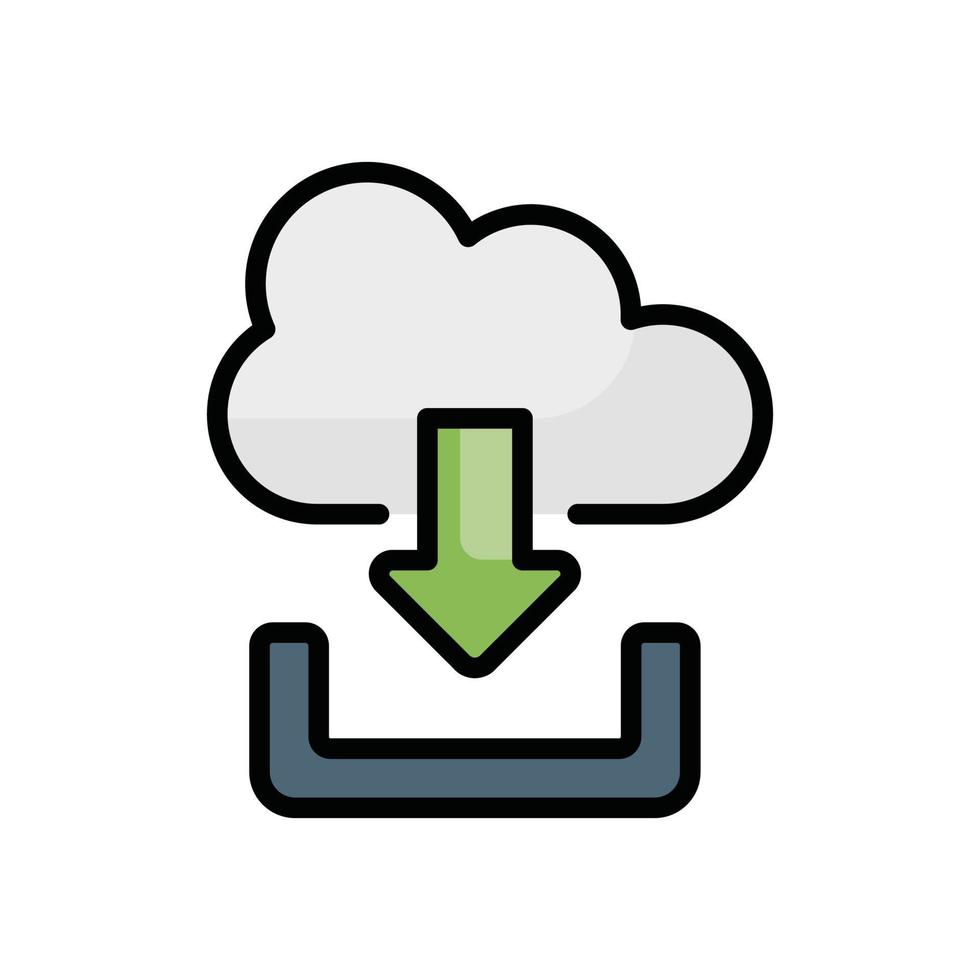 Cloud Downloads Vector Outline Filled icon Cloud Computing symbol EPS 10 file