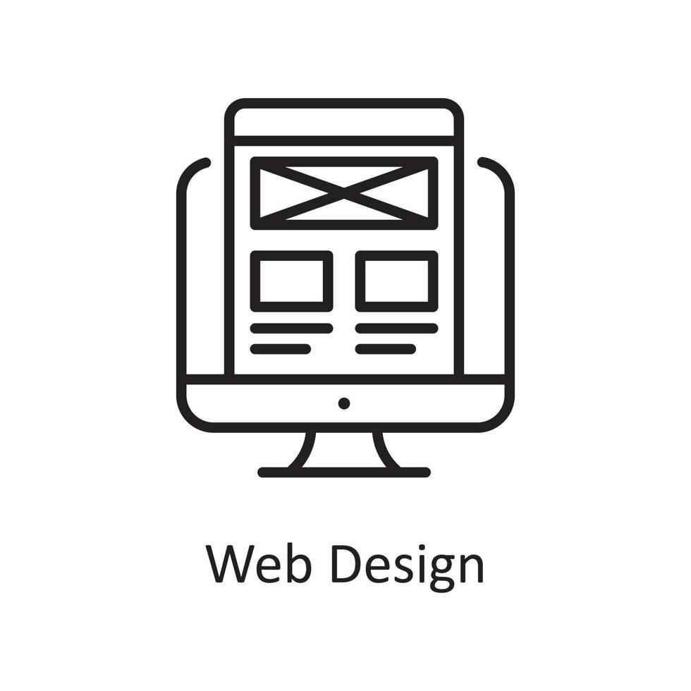 ilustración de diseño de icono de contorno de vector de diseño web. símbolo de diseño y desarrollo en el archivo eps 10 de fondo blanco