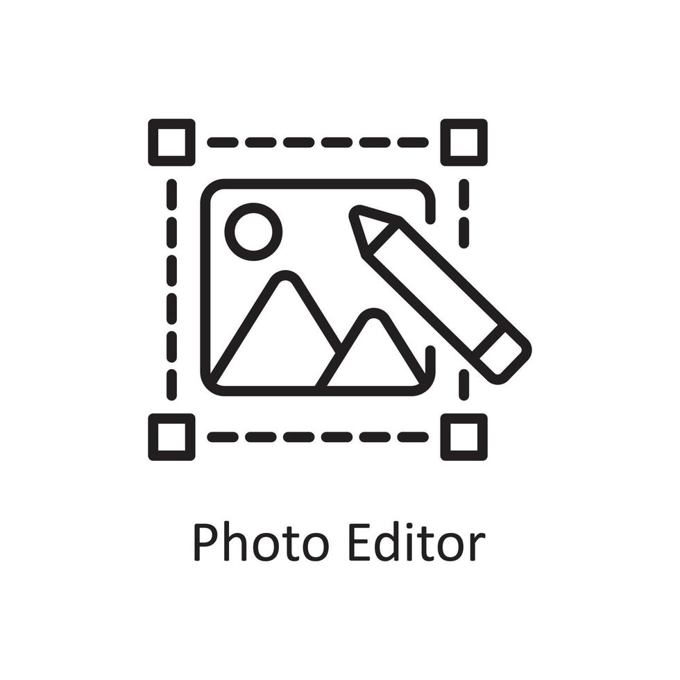 Ilustración de diseño de icono de contorno de vector de editor de fotos. símbolo de diseño y desarrollo en el archivo eps 10 de fondo blanco