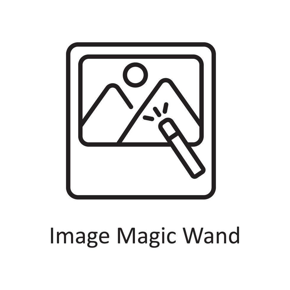 imagen varita mágica vector contorno icono diseño ilustración. símbolo de diseño y desarrollo en el archivo eps 10 de fondo blanco
