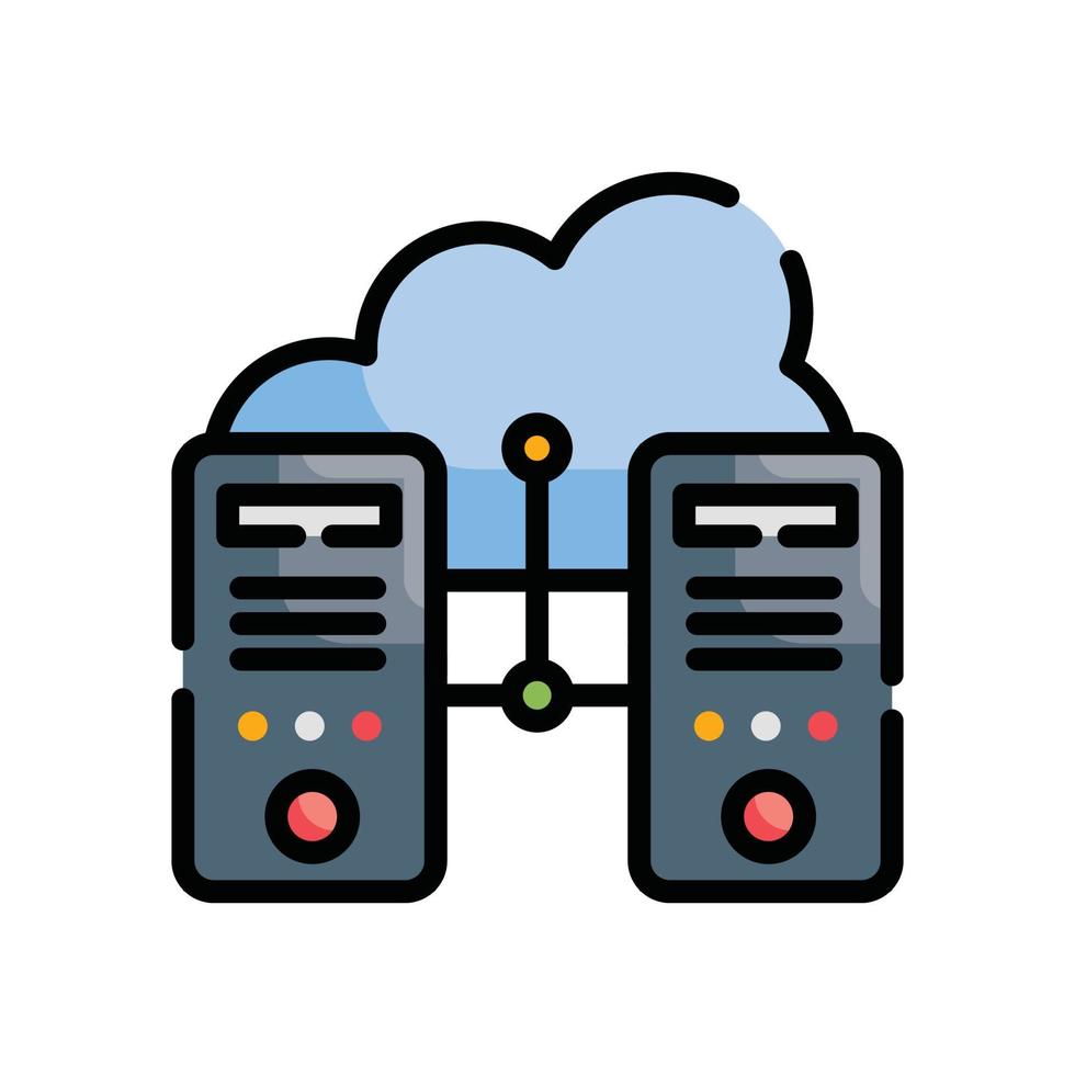 Data Center Vector Outline Filled icon Cloud Computing symbol EPS 10 file