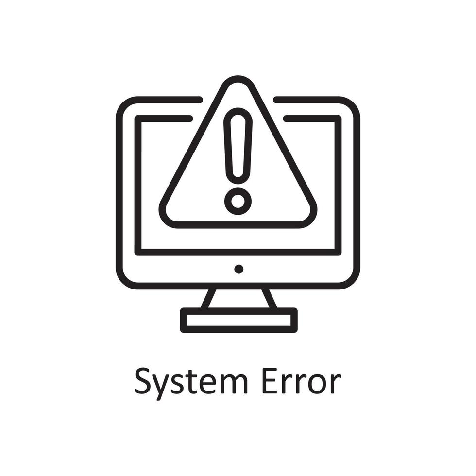 ilustración de diseño de icono de contorno de vector de error de sistema. símbolo de diseño y desarrollo en el archivo eps 10 de fondo blanco