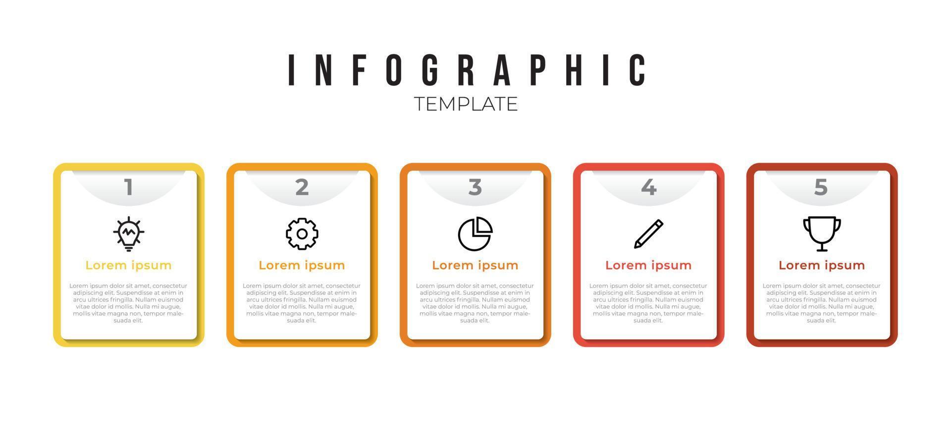 Infographic list template with 5 column points and icons vector