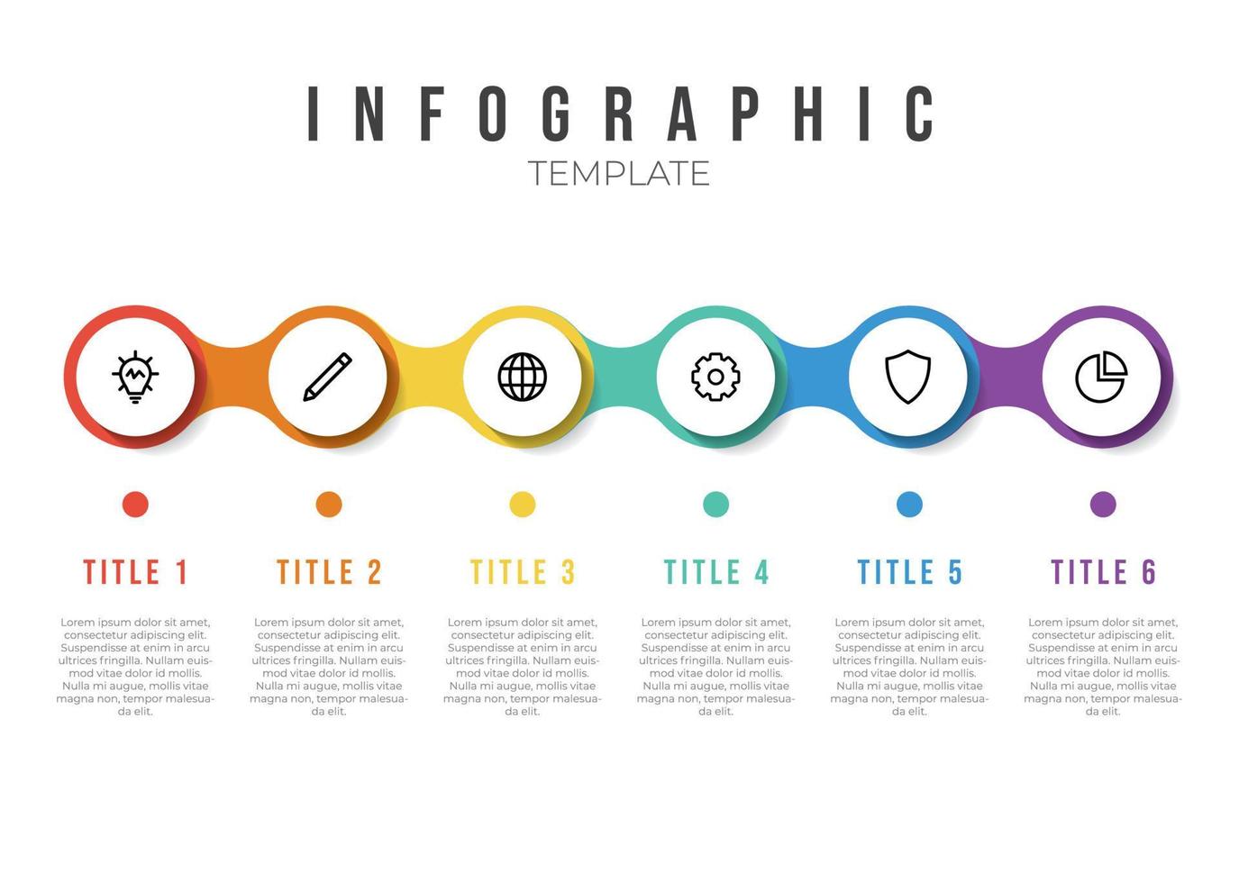 elemento de plantilla de lista infográfica con 6 puntos e iconos horizontales vector