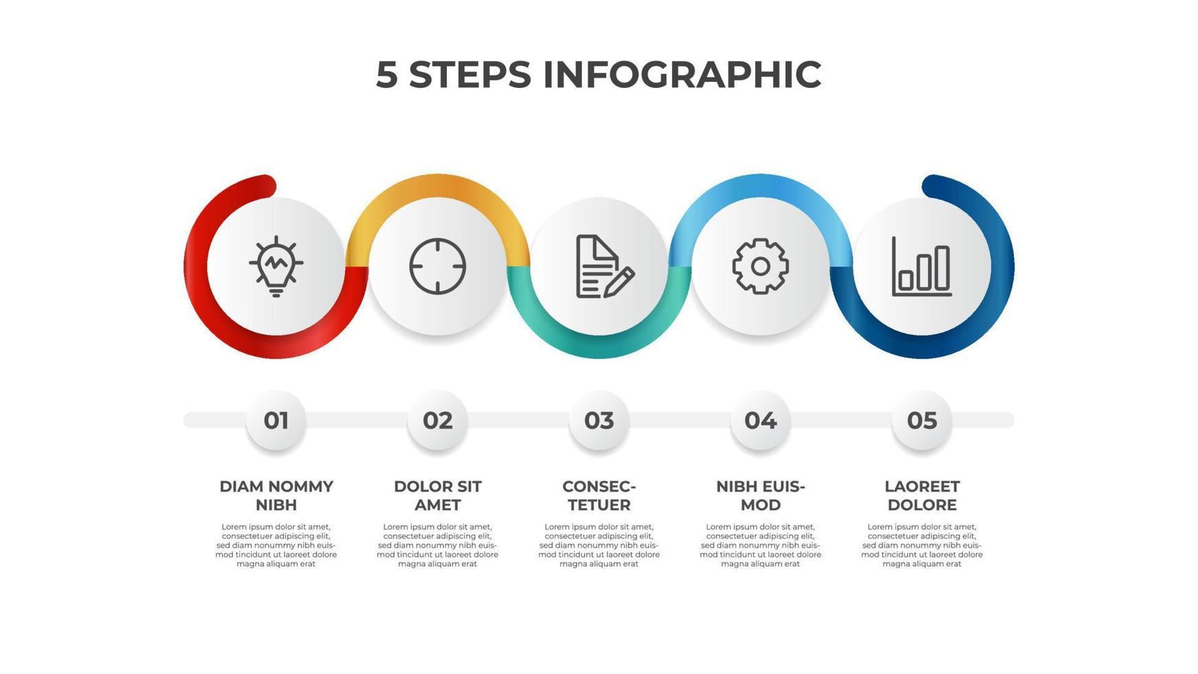 5 points of steps, list layout diagram vector, infographic element template vector