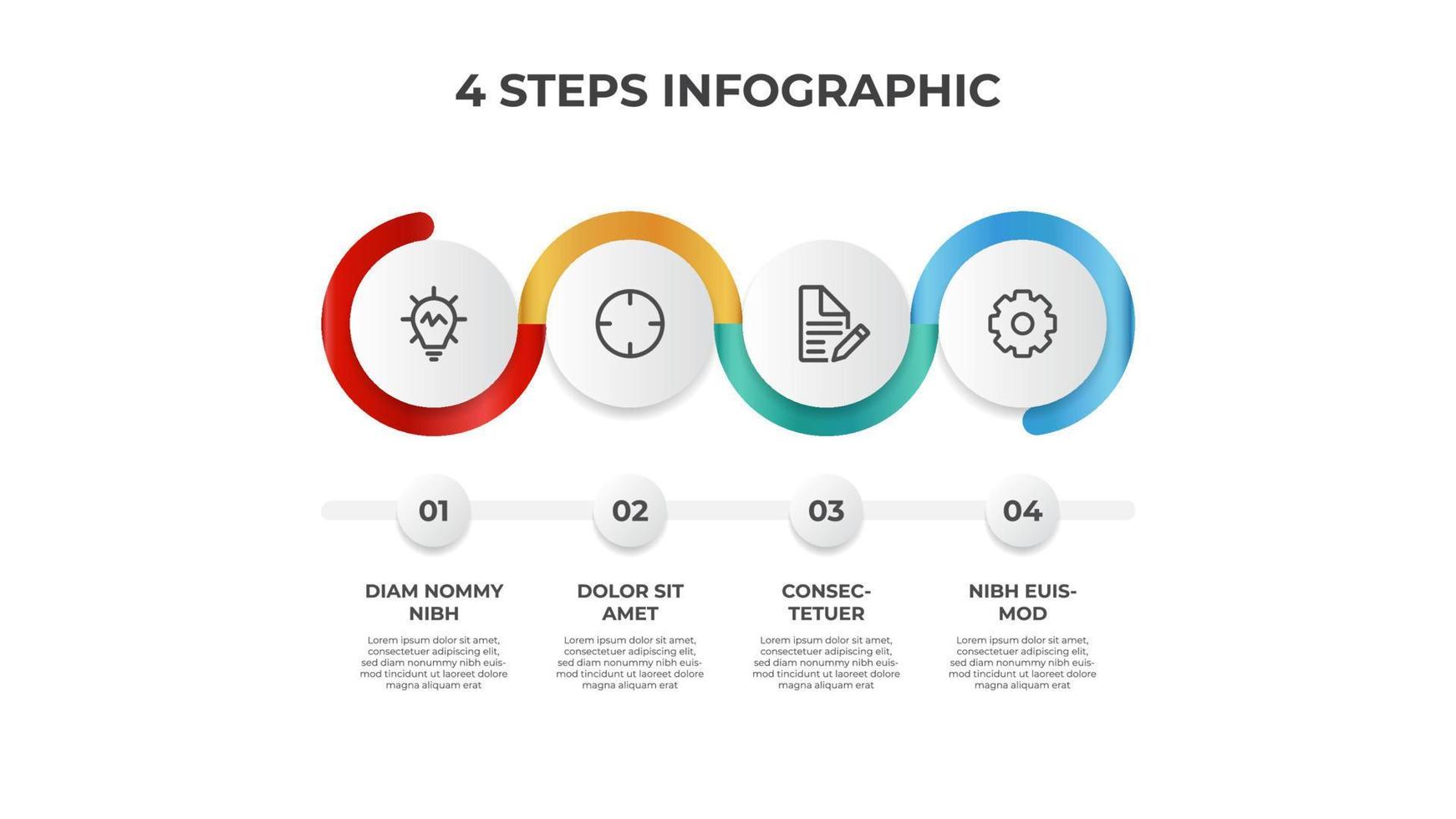 4 puntos de pasos, vector de diagrama de diseño de lista, plantilla de elemento infográfico