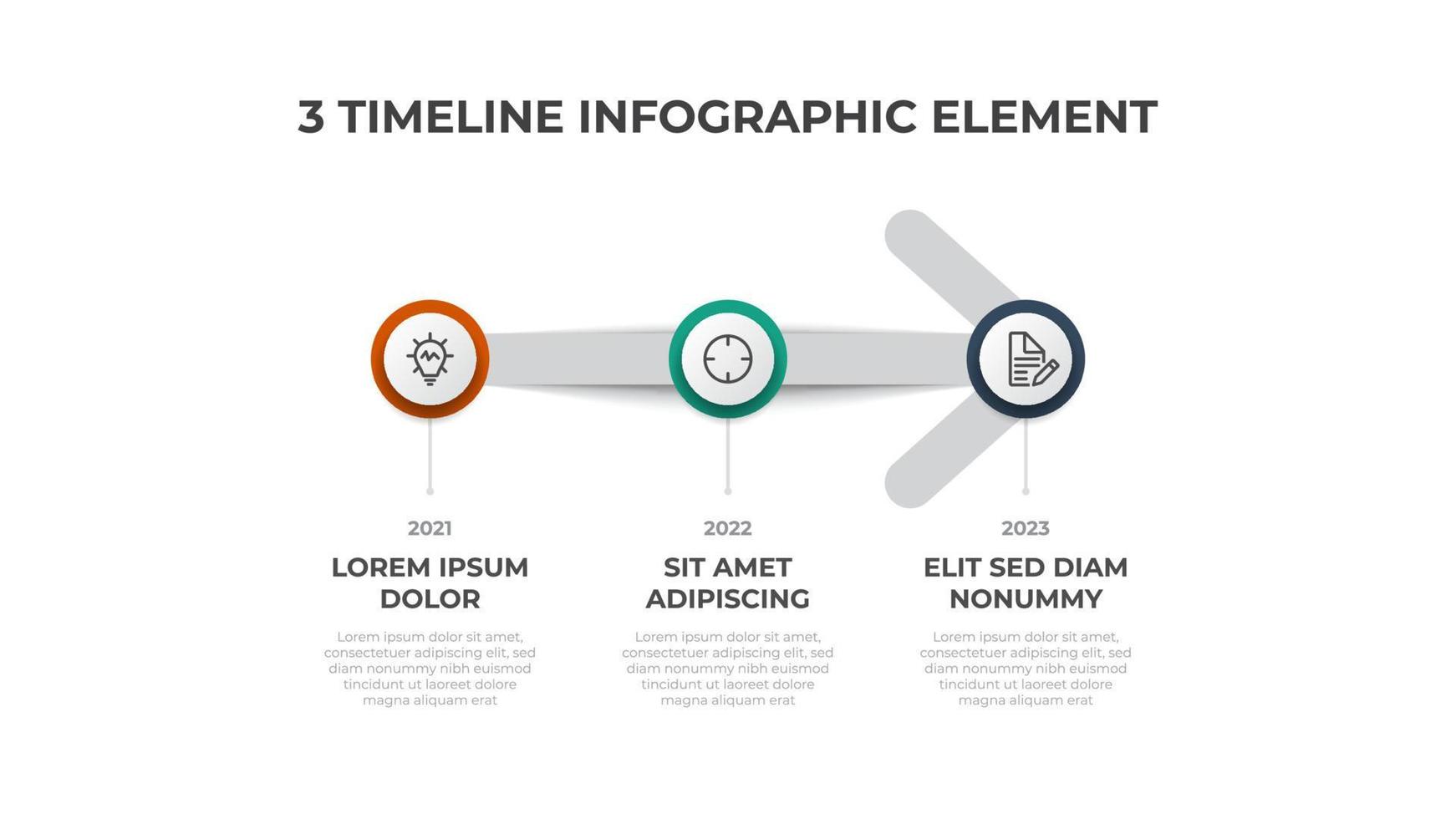 el vector de elementos infográficos con 3 opciones, lista y flecha, puede usarse para línea de tiempo, flujo de trabajo, diagrama de proceso, presentación, etc.