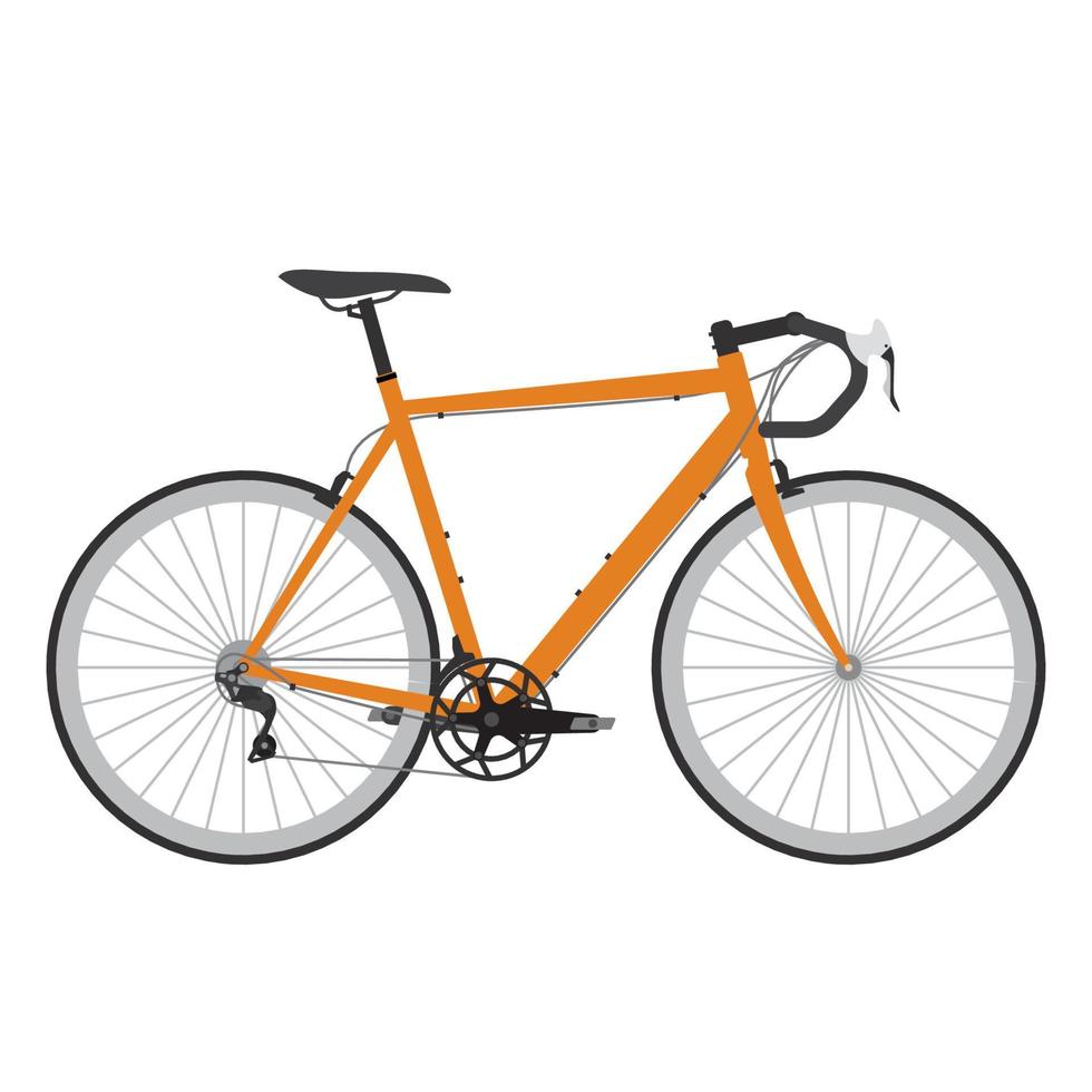 bicicleta de carretera naranja, vector de ilustración de bicicleta de carrera, aislado en fondo blanco