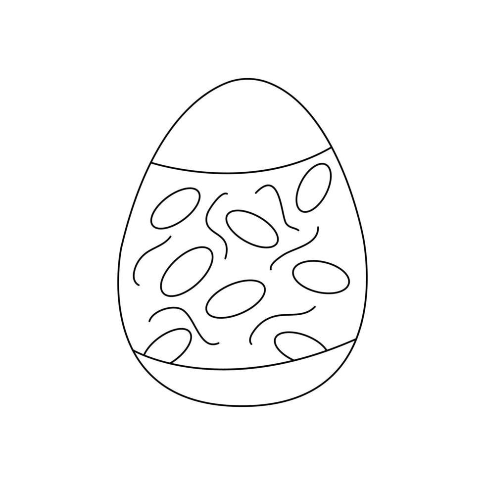 Easter egg decorated with ovals and lines. Vector doodle