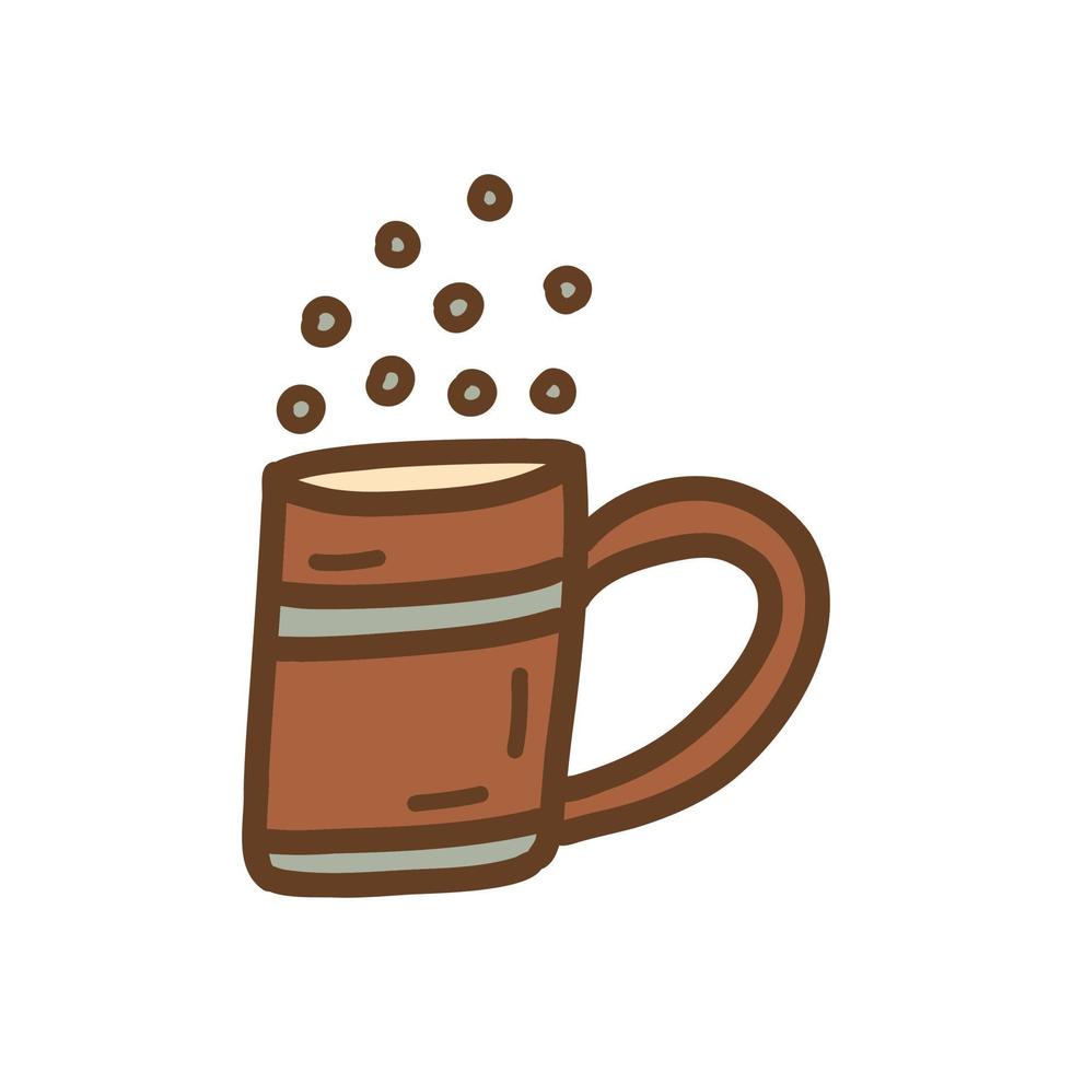 Mug with a drink with bubbles. Vector hand drawn