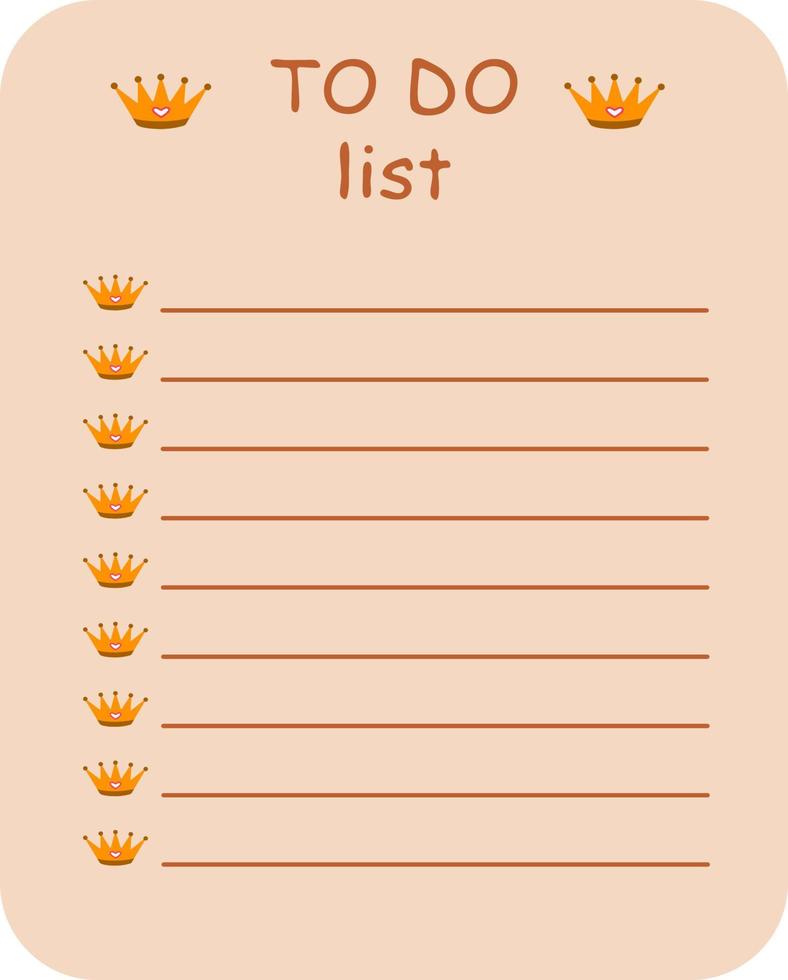 Daily Planning Sheet To Do List With Crown Vector 16879656 Vector Art daily-planning-sheet-to-do-list-with-crown-vector-16879656-vector-art