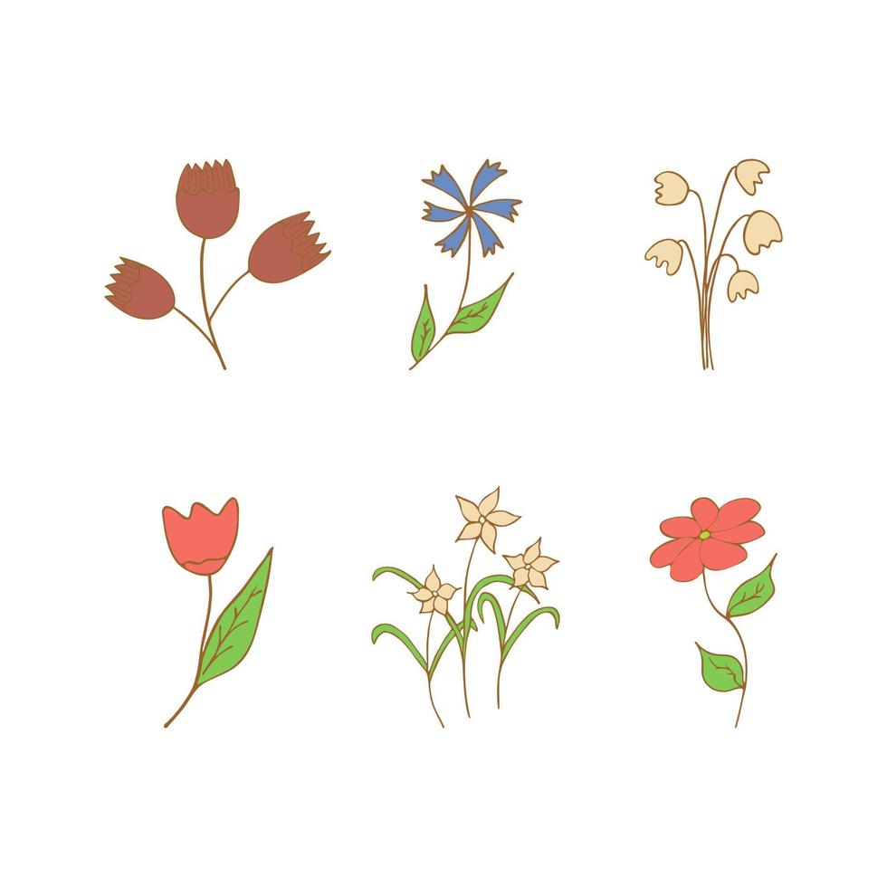 Set of spring and summer flowers and twigs vector