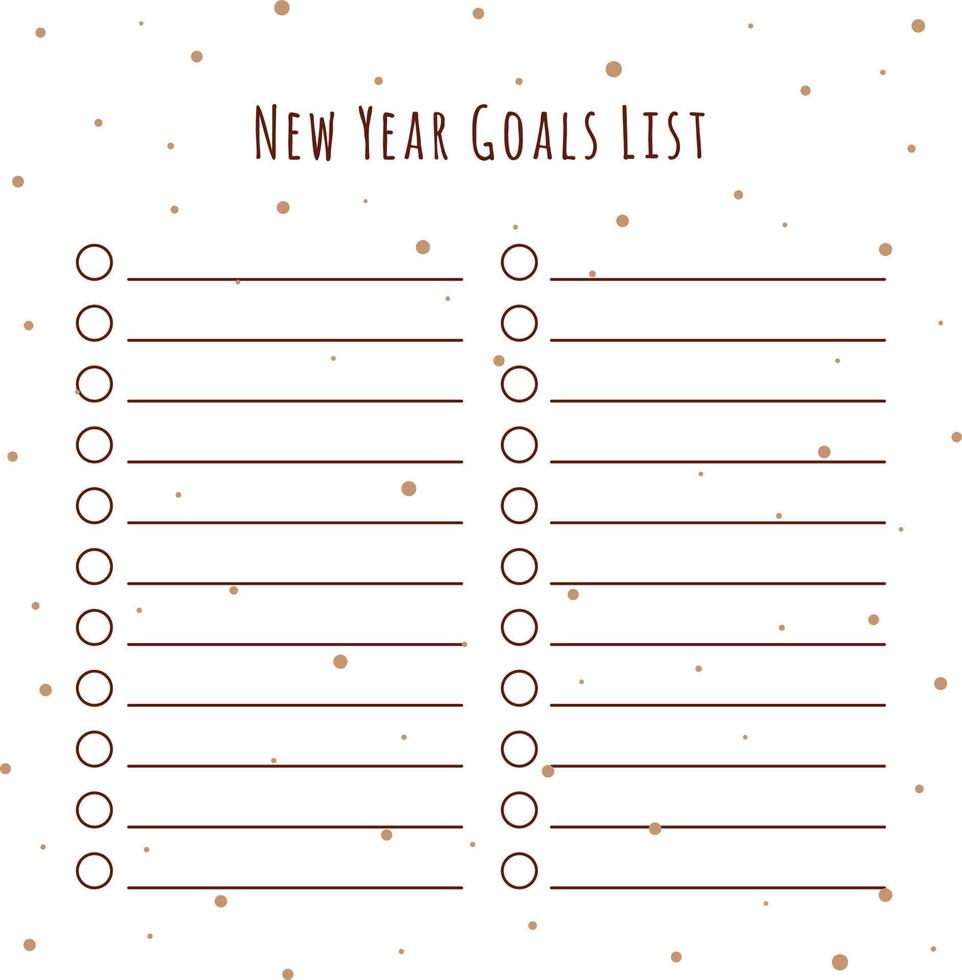 List of New Year's Goals vector illustration