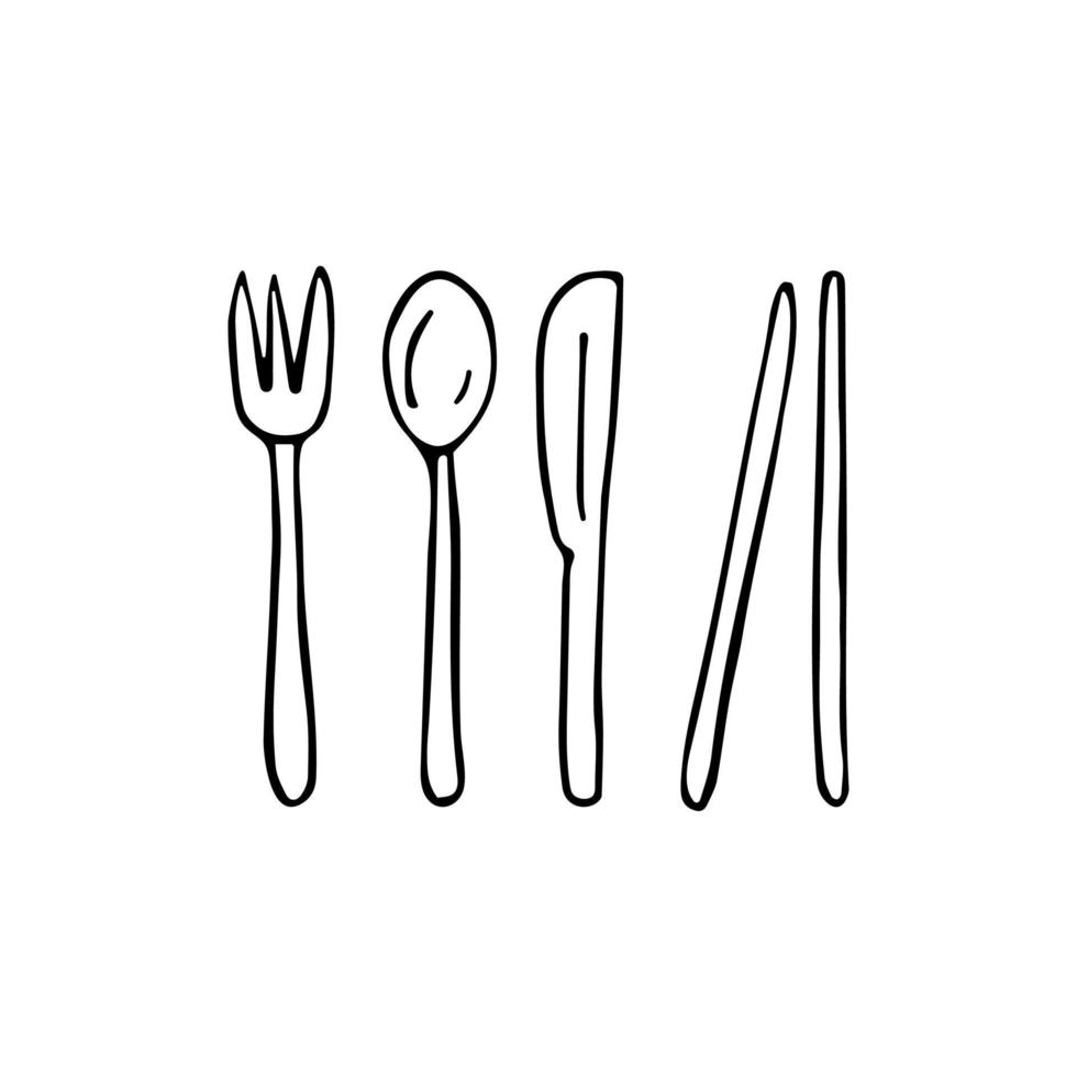Set of cutlery made of bamboo eco friendly vector