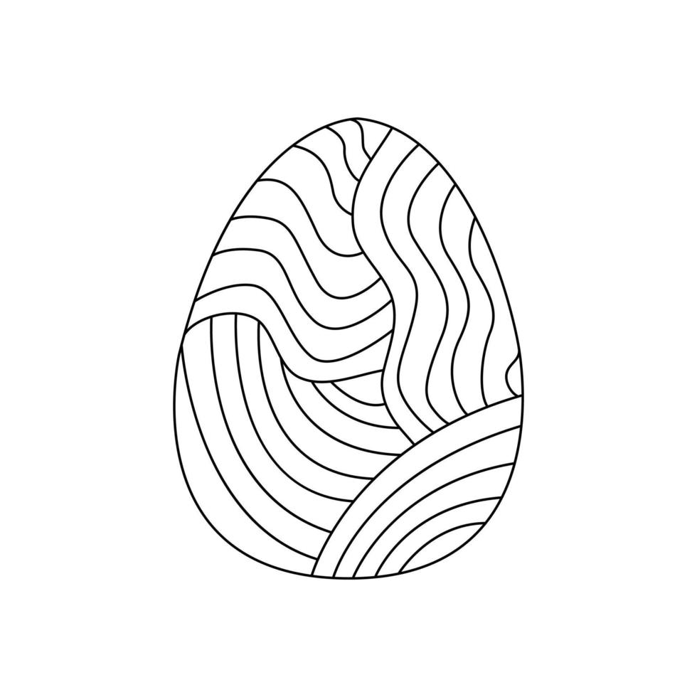 Easter egg decorated with abstract stripes. Vector doodle