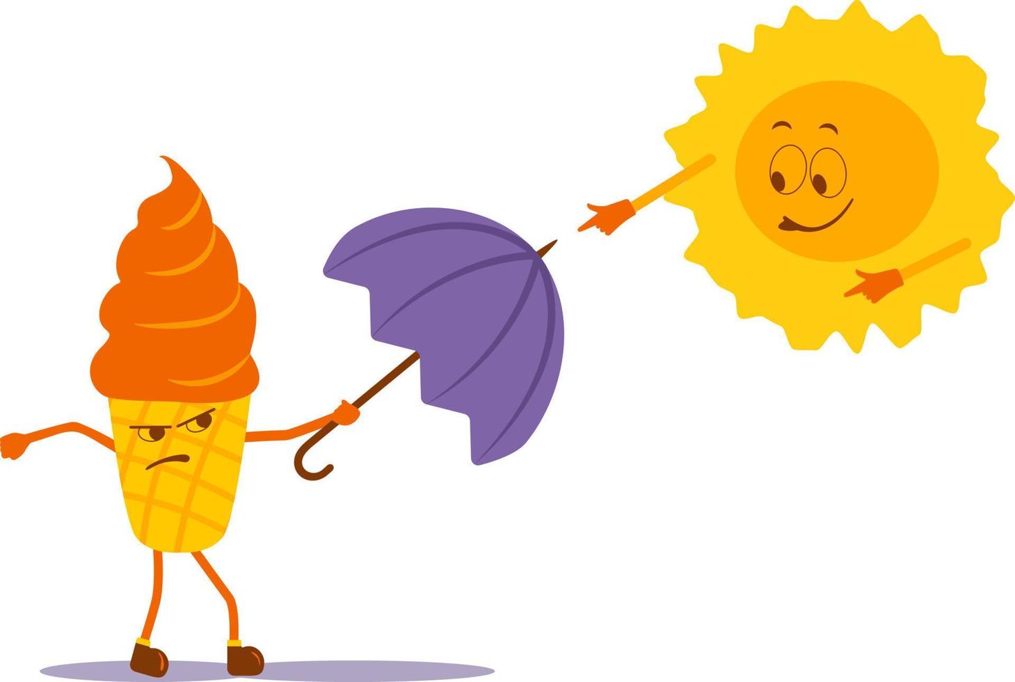 ice cream and sun vector illustration