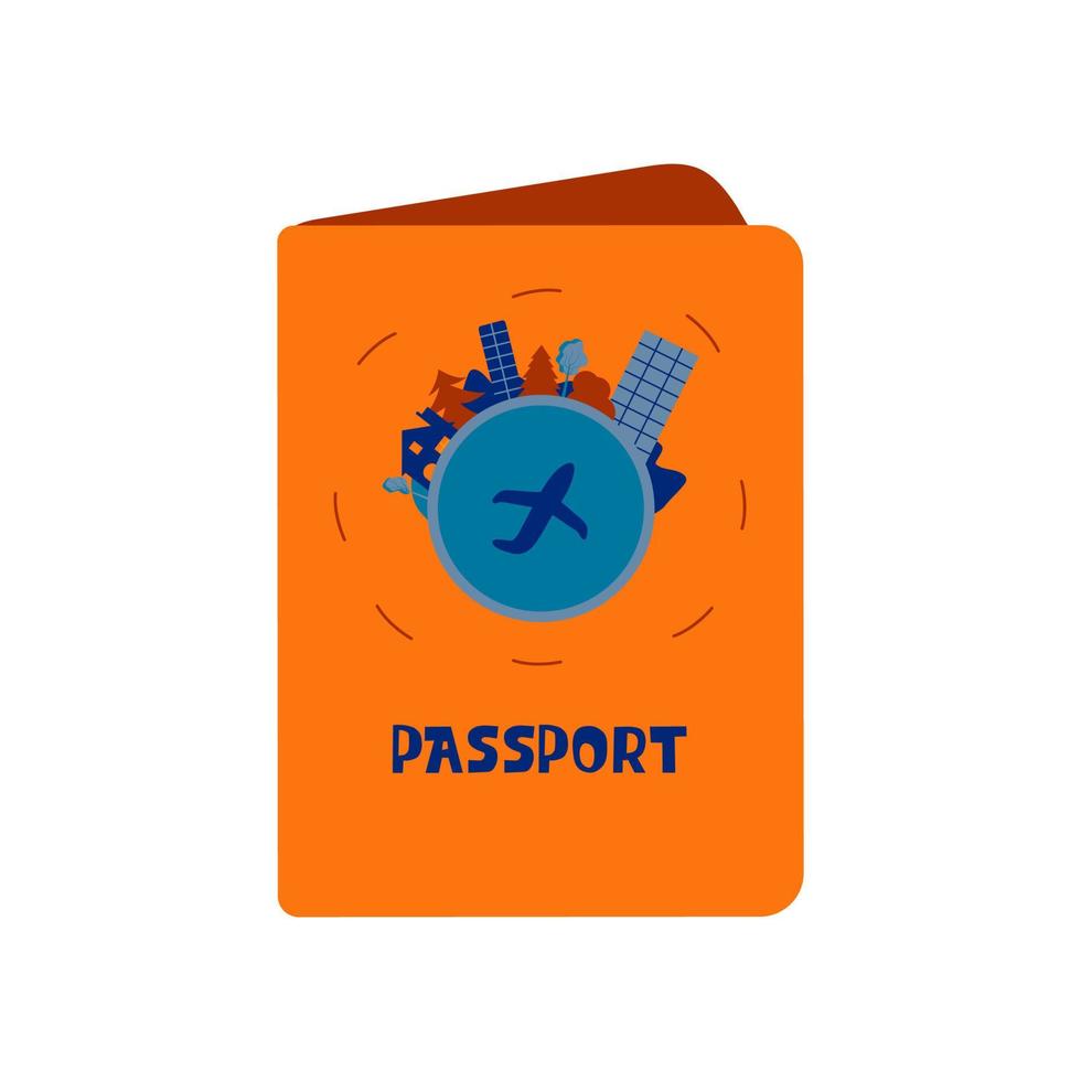 pasaporte en portada con huellas en forma de vector planetario