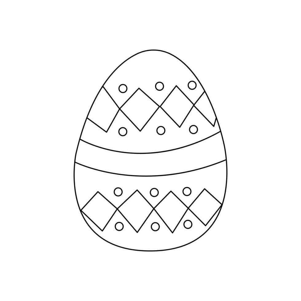 Easter egg decorated with abstract rhombuses. Vector isolated doodle