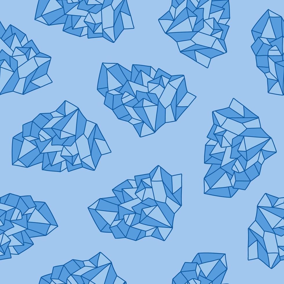 patrón sin costuras de minerales azules poligonales. fondo de cristales curativos. piezas de gemas complicadas piedras de cuarzo ilustración vectorial. vector