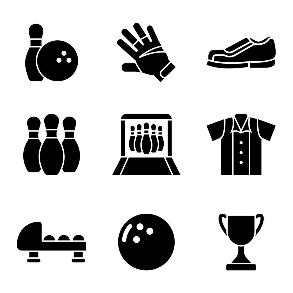 bowling ball icon set design vector