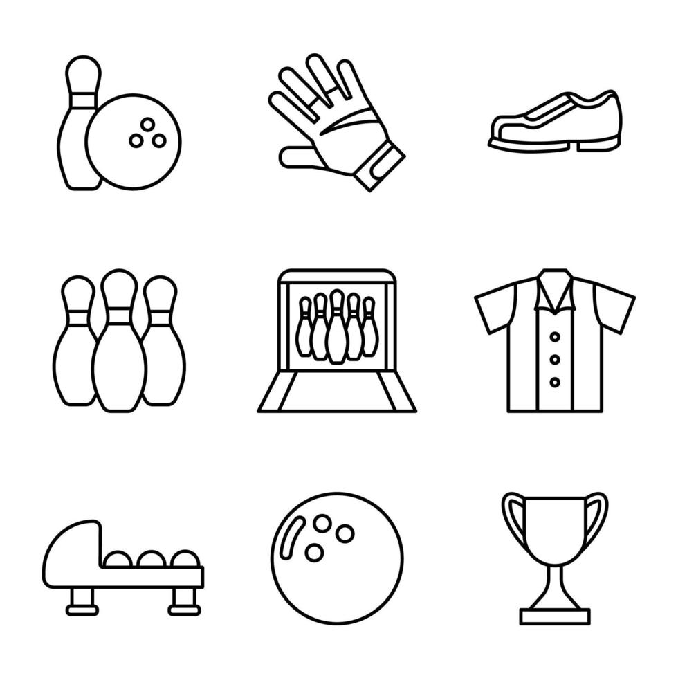 bowling ball icon set design vector