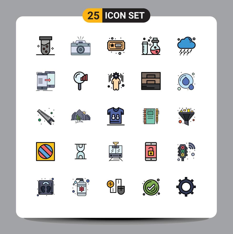 Set of 25 Modern UI Icons Symbols Signs for rain science aperture laboratory chemistry Editable Vector Design Elements
