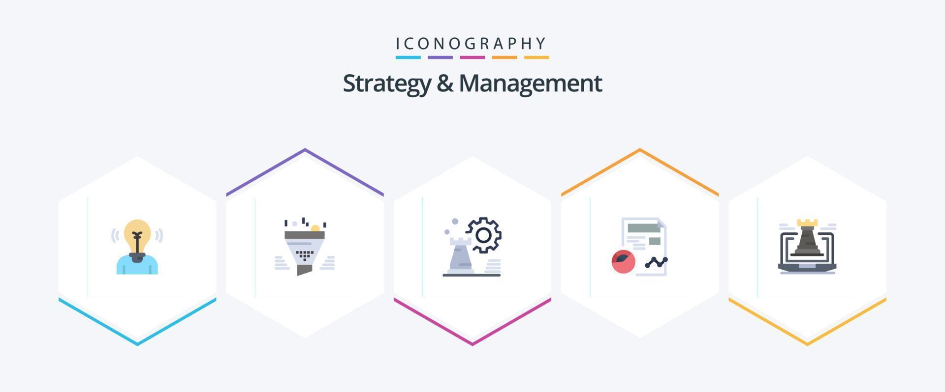 Strategy And Management 25 Flat icon pack including profile. report. tool. config. chess vector