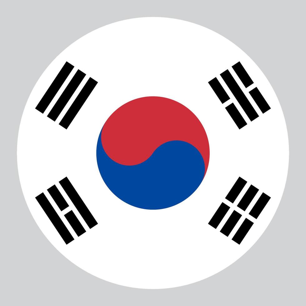 flat circle shaped Illustration of South Korea flag vector