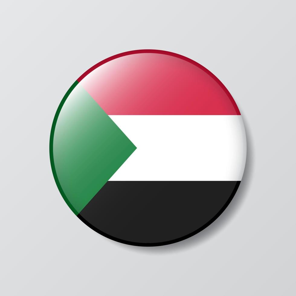 glossy button circle shaped Illustration of Sudan flag vector