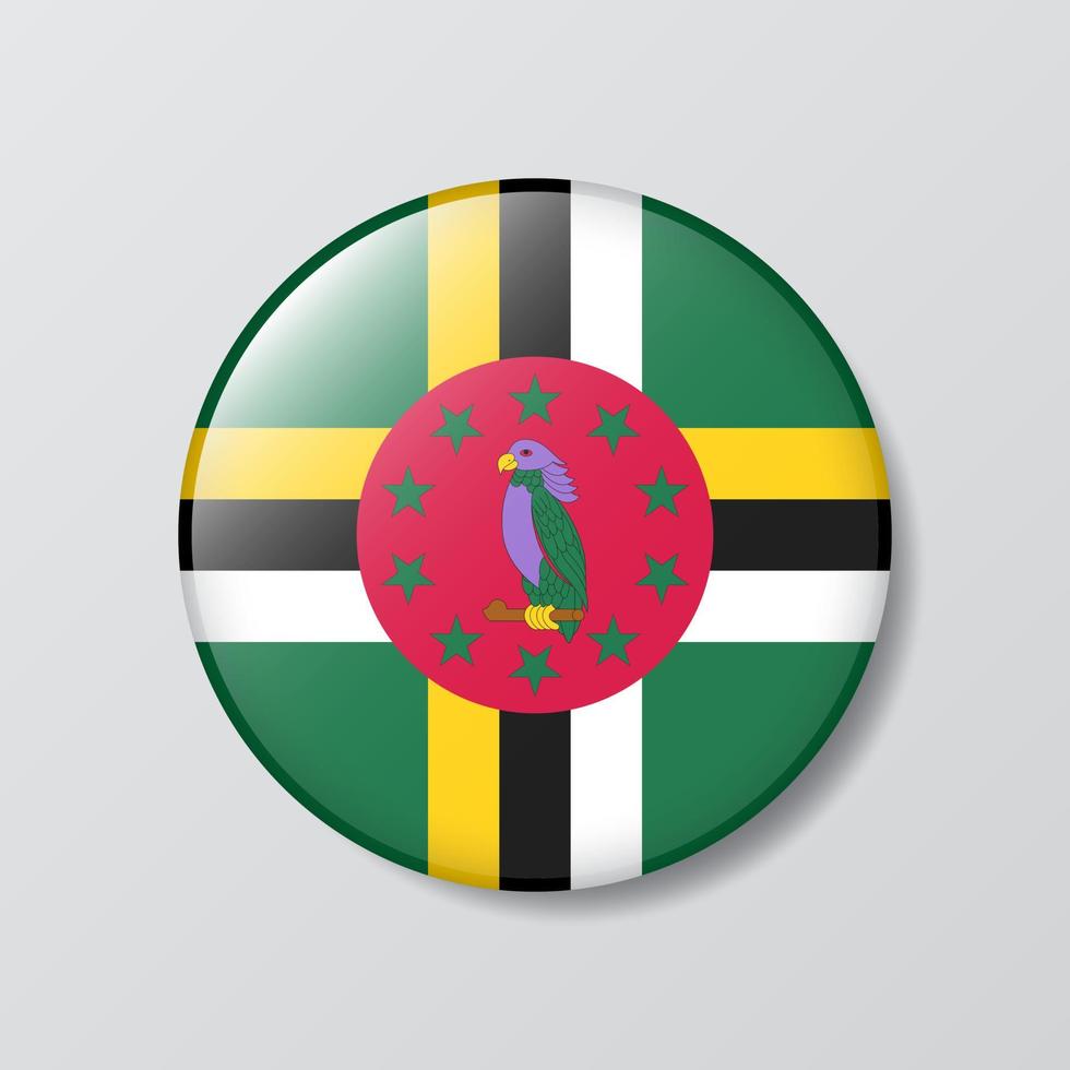 glossy button circle shaped Illustration of Dominica flag vector